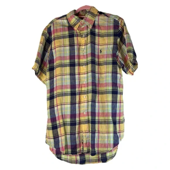 Ralph Lauren Classic Fit Plaid Button Down Short Sleeve Shirt Men’s Medium M - Picture 3 of 6